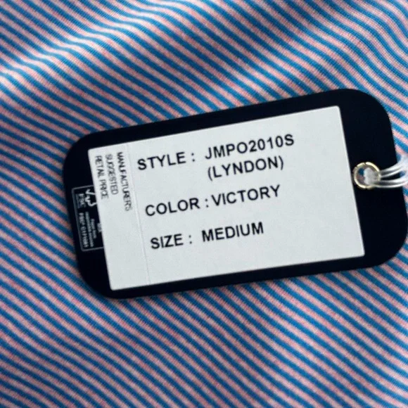 johnnie-O Blue and White Striped Polo Shirt - Picture 5 of 6